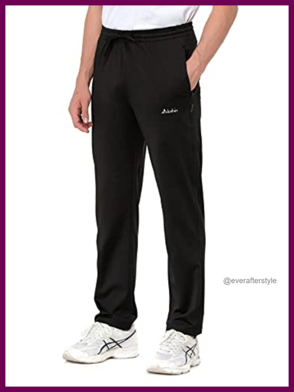 Men's Yoga Pants with Zipper Pockets Elastic Waist Open Bottom Sweatpants